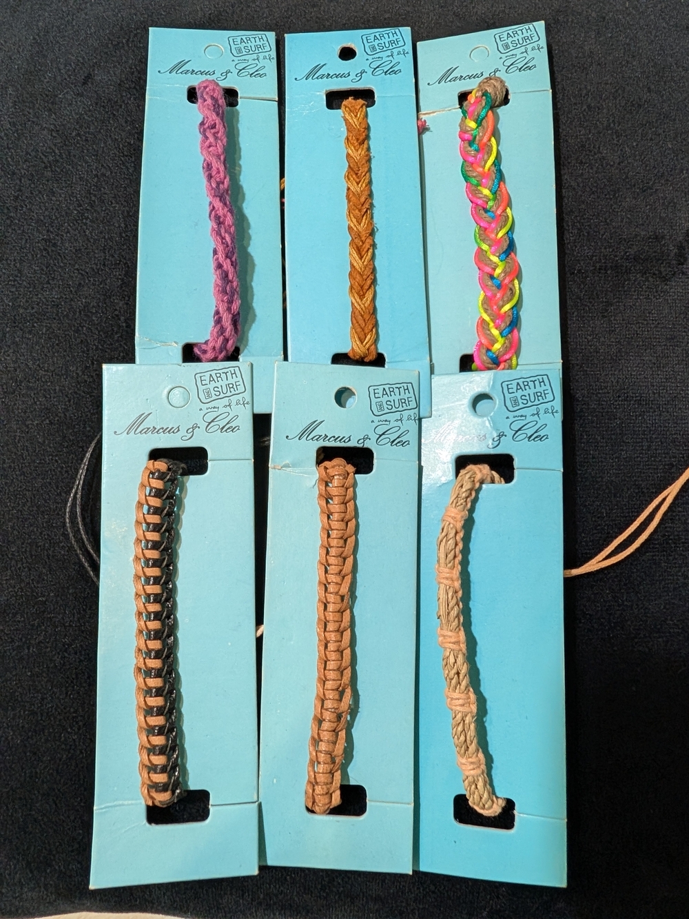 Earth Surf Braided Cord Friendship Bracelets Lot of 6 Marcus & Cleo